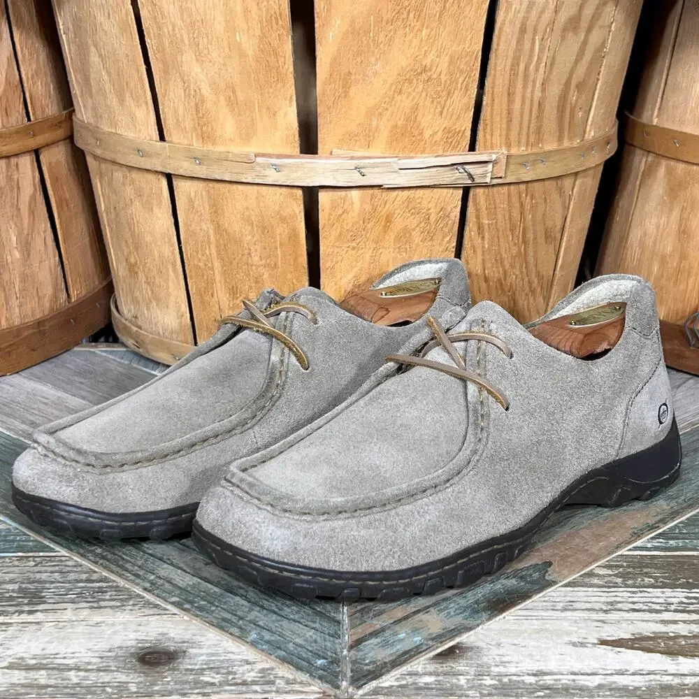 Born Handcrafted 2-Eye Tan Sand Suede Lace-Up Moc Toe Comfort Oxfords Mens 9.5